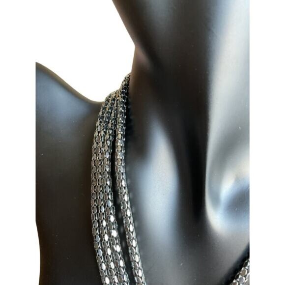 Multi-Strand Knot Statement Necklace By Express Gunmetal Tone - Picture 3 of 6